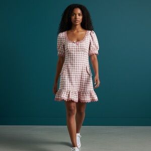 Sugar Thrillz Pink and White Dress. Size M